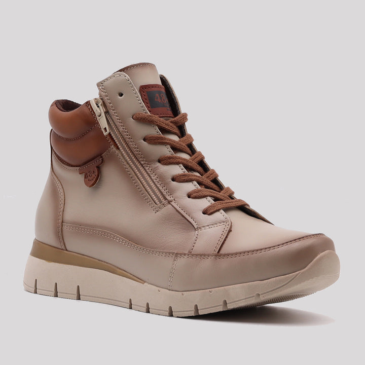 BOTÍN PIEL CREMALLERA CORDON